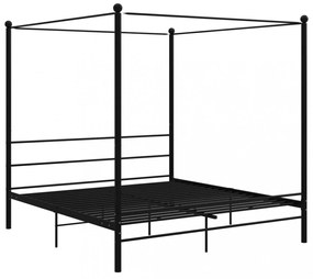 fekete fém baldachinos ágykeret 180 x 200 cm