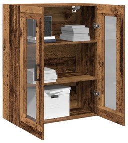 Falra Szerelhető Szekrény Üvegajtókkal - Régi Fa - 69.5x34x90 cm
