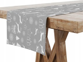 Karácsonyi Dekorációs Futófelület 40X180 Szürke Rénszarvasok
