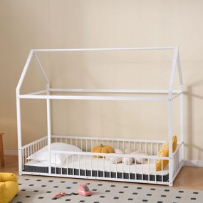 Fém ágy Gyerekágy Egyszemélyes ágy 90x190cm Fehér