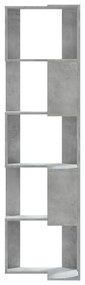 5 szintes betonszürke szerelt fa sarok könyvespolc 50x50x179 cm