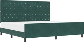 vidaXL Boxrugós ágy fejtámlával Sötétzöld 200 x 200 cm Bársony