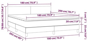 fekete szövet rugós és LED-es ágy matraccal 180 x 200 cm