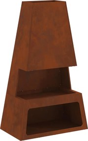 vidaXL Tűzrakó Barna 60 x 35 x 100 cm Időjárásálló acél