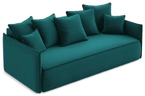 Türkiz bársony kinyitható-tárolóhelyes kanapé 225 cm Hula – Makamii