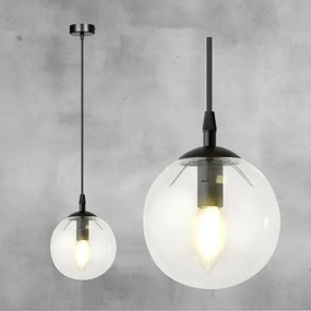 Csillár zsinóron COSMO 1xE14/10W/230V átm. 14 cm fekete/átlátszó