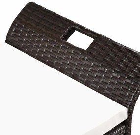 Barna polyrattan tárolópad párnával 138 cm