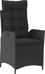 vidaXL fekete polyrattan dönthető kerti szék párnával