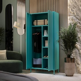 Gardróbszekrény FLAVIO, 800 x 1850 x 450 mm, Modern: tengerszínű