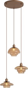 Retro függőlámpa sötét bronz borostyán színű búrákkal 3-lámpás - Smokey