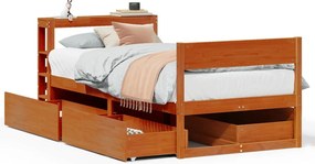 vidaXL viaszbarna tömör fenyőfa ágy matrac nélkül 75 x 190 cm