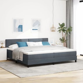 Boxspring Ágy Mattal Sötétszürke 200x200 cm Bársonyos