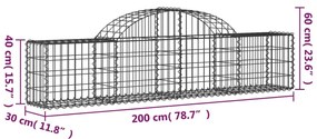 18 db íves horganyzott vas gabion kosár 200x30x40/60 cm
