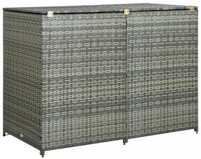 antracit polyrattan dupla tároló gurulós kukához 148x77x111 cm