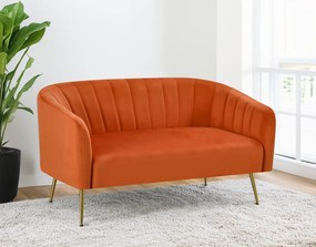 Design kétszemélyes kanapé, terrakotta Velvet szövet/gold króm-arany, BAGY