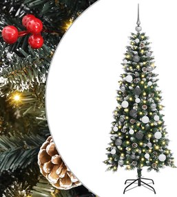 vidaXL Mű karácsonyfa 150 LED-del Zöld 150 cm PVC és Műanyag és Acél
