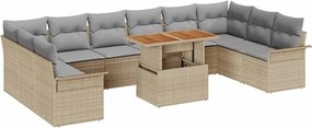 vidaXL Kerti Kanapé Szett 11 pcs Beige és Világosszürke polirattan