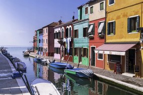 Poszter 45x30cm Többszínű házak a csatorna mellett, Assaf Frank