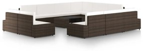vidaXL 12 részes barna polyrattan kerti ülőgarnitúra párnákkal