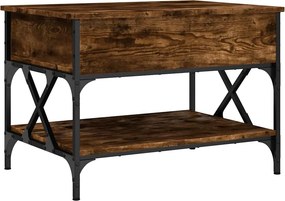 vidaXL füstös tölgy szerelt fa és fém dohányzóasztal 70 x 50 x 50 cm