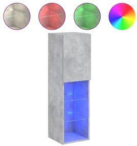 betonszürke TV-szekrény LED-lámpákkal 30,5 x 30 x 102 cm