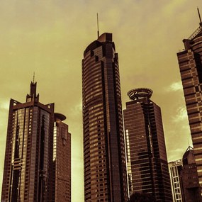 Poszter 40x40cm Panoráma Sanghaj 2, Assaf Frank