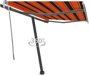 vidaXL narancs-barna kézzel kihúzható póznás napellenző 300 x 250 cm