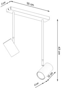 Sollux SL.1075 - Csillár rúdon NORANO 2xGU10/40W/230V fekete
