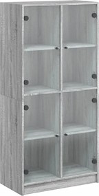 vidaXL szürke sonoma színű magasszekrény ajtókkal 68x37x142 cm