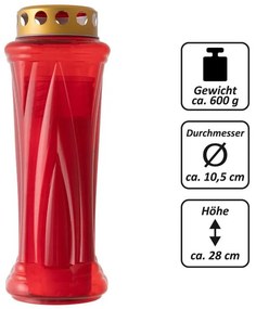 NEXOS Temetési gyertya piros 28 cm 3 db