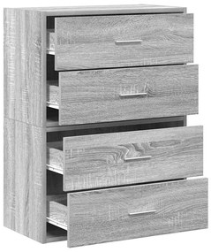 2 db szürke sonoma szerelt fa szekrény 2 fiókkal 60 x 31 x 40cm