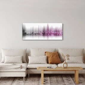 Kép - Panoráma a városra, rózsaszín-szürke (120x50 cm)