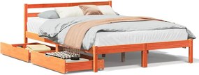 vidaXL viaszbarna tömör fenyőfa ágy matrac nélkül 135 x 190 cm