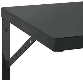 2 db fekete rozsdamentes acél fali polc 75 x 40 cm