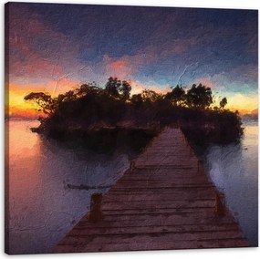 Vászonkép Fa híd Naplemente Víz 50X50 cm