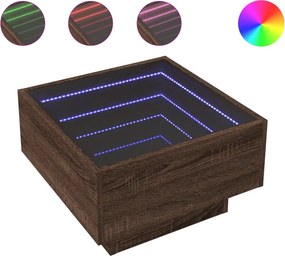 vidaXL barna tölgy szerelt fa dohányzóasztal LED-del 50 x 50 x 30 cm