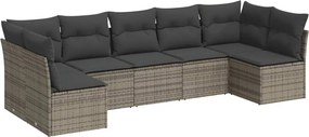 vidaXL 7 részes szürke polyrattan kerti ülőgarnitúra párnákkal