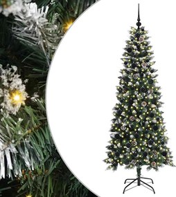 vidaXL Mű karácsonyfa 300 LED-del Zöld 180 cm PVC és Műanyag és Acél