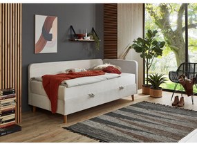 Bézs kárpitozott egyszemélyes ágy tárolóhellyel 90x200 cm Cabana – Meise Möbel