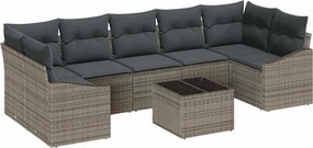 vidaXL Kanapé Szett párnával tárolóval 8 pcs Szürke polirattan