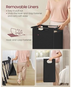 VASAGLE szennyestartó kosár 73 × 33 × 72 cm barna és fekete színben