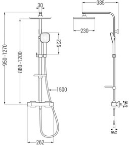 Mexen - CQ33 zuhanygarnitúra termosztatikus csaptelep kockával, króm 772503395-00