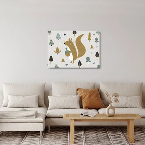 Üveg kép - Mókus dióval (70x50 cm)