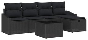 vidaXL Kanapé Szett párnával tárolóval 6 pcs Fekete polirattan