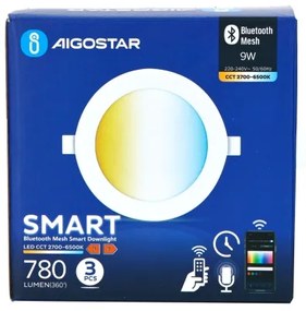 Aigostar-KÉSZLET 3x LED Dimmelhető beépíthető lámpa MESH 9W/230V 2700K-6500K átm. 14,5 cm