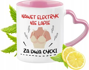 Vicces Rózsaszín Bögre Szív Alakú Füllel Ajándék