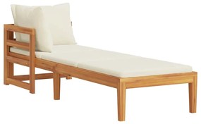 vidaXL krémfehér tömör akácfa napozóágy 1 kartámasszal