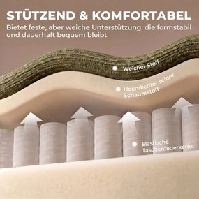 HOMCOM kanapé 3 személyes, lekerekített és keret nélküli, 244 x 95 x 70 cm, sötétzöld