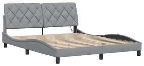 világosszürke szövet ágykeret LED-es matrac nélkül 160 x 200 cm