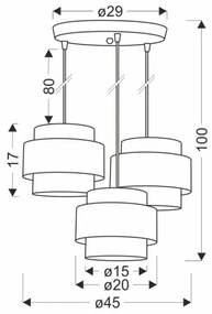 Csillár zsinóron TWIN 3xE27/40W/230V barna/fekete